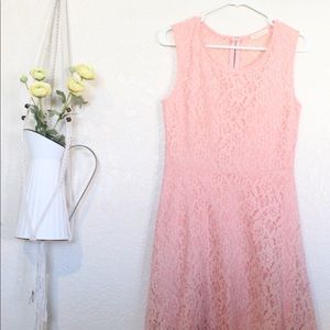Tea N Rose Pink Dress Lace sleeveless- Medium